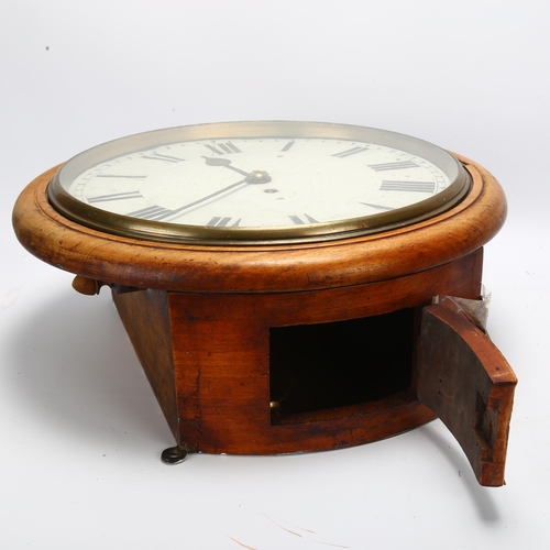 88 - A 19th century mahogany-cased 8-day dial wall clock, with painted dial and 8-day single fusee chain ... 