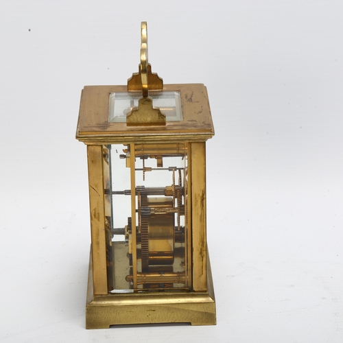 89 - A 20th century French brass-cased 8-day carriage clock, case height 11cm