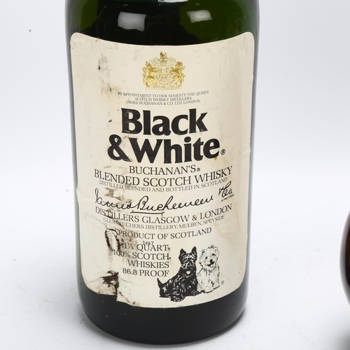 96 - 2 bottles of vintage blended Scotch Whisky, Black & White, Buchanan's 1 1/5 Quart bottle 86.8% proof... 