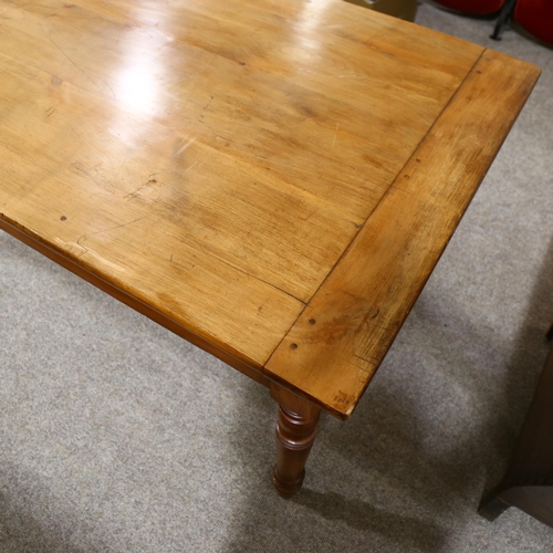 209 - A continental cherry wood farmhouse table, with single end drawer and slide at opposite end, length ... 