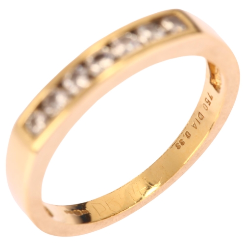 1257 - A modern 18ct gold diamond quarter eternity ring, channel set with modern round brilliant-cut diamon... 