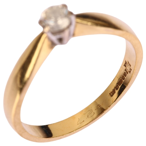 1265 - An 18ct gold 0.27ct solitaire diamond ring, maker CRF, London 2000, prong set with modern round bril... 