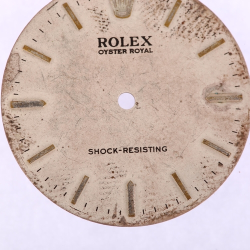 1019 - ROLEX - a Vintage Oyster Royal wristwatch dial, silvered with applied baton hour markers, diameter 2... 