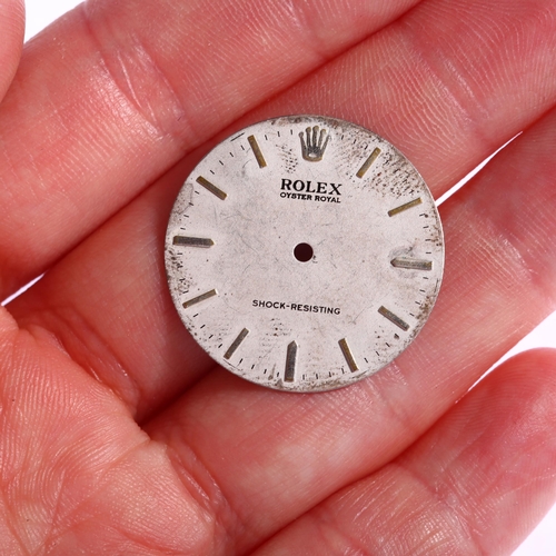 1019 - ROLEX - a Vintage Oyster Royal wristwatch dial, silvered with applied baton hour markers, diameter 2... 