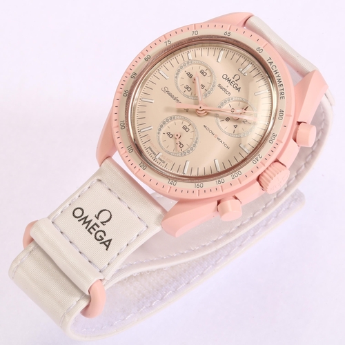 1026 - OMEGA X SWATCH - a pink Bioceramic 'Mission to Venus' Speedmaster Moonswatch quartz chronograph wris... 