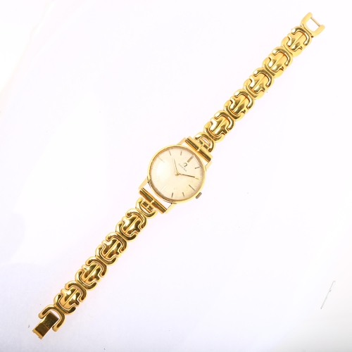 1030 - OMEGA - a lady's 18ct gold mechanical bracelet watch, ref. 511137, circa 1964, textured silvered dia... 