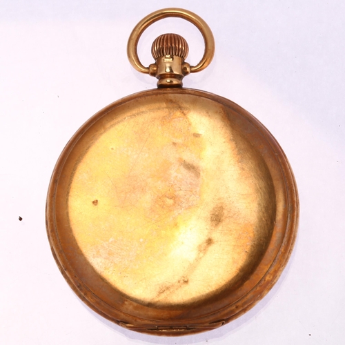 1046 - An early 20th century 9ct gold open-face keyless pocket watch, white enamel dial with Arabic numeral... 