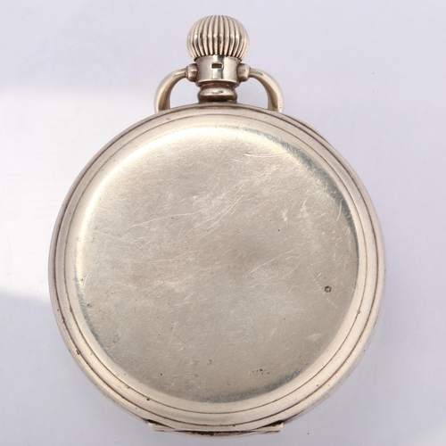 1058 - RECORD - an early 20th century silver open-face keyless pocket watch, white enamel dial by James Wal... 