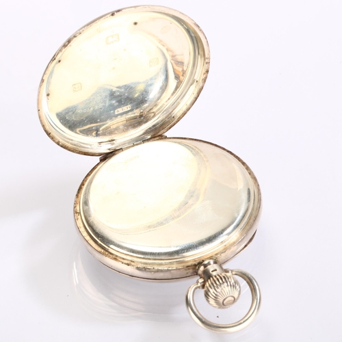 1058 - RECORD - an early 20th century silver open-face keyless pocket watch, white enamel dial by James Wal... 