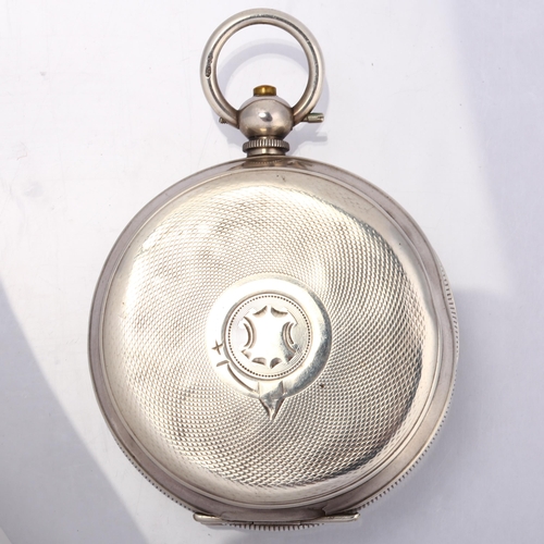 1059 - An early 20th century silver-cased open-face key-wind pocket watch, white enamel dial with Roman num... 