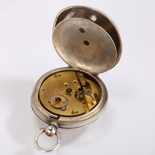 1059 - An early 20th century silver-cased open-face key-wind pocket watch, white enamel dial with Roman num... 