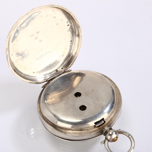 1059 - An early 20th century silver-cased open-face key-wind pocket watch, white enamel dial with Roman num... 