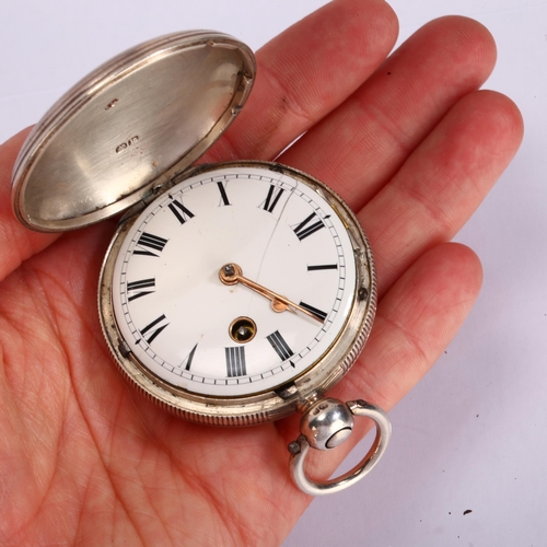 1063 - A 19th century silver full hunter verge key-wind pocket watch, by G Coules of Windsor, no. 5407, Lon... 