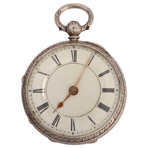 1065 - A 19th century silver open-face key-wind pocket watch, cream enamel dial with Roman numeral hour mar... 