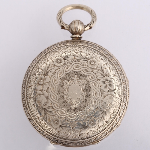 1065 - A 19th century silver open-face key-wind pocket watch, cream enamel dial with Roman numeral hour mar... 