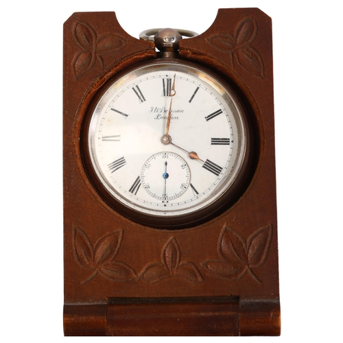 1067 - J W BENSON - a 19th century silver open-face key-wind pocket watch, white enamel dial with Roman num... 