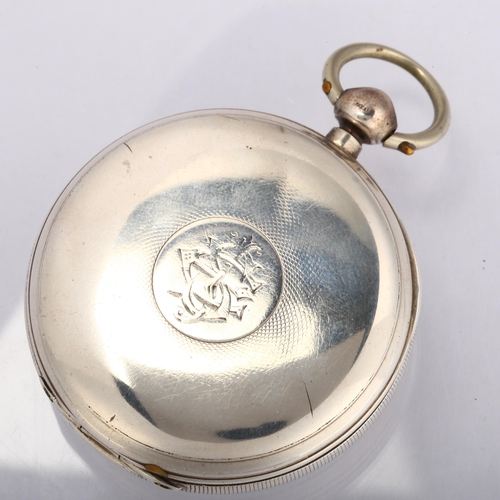 1067 - J W BENSON - a 19th century silver open-face key-wind pocket watch, white enamel dial with Roman num... 