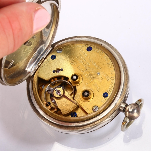 1067 - J W BENSON - a 19th century silver open-face key-wind pocket watch, white enamel dial with Roman num... 