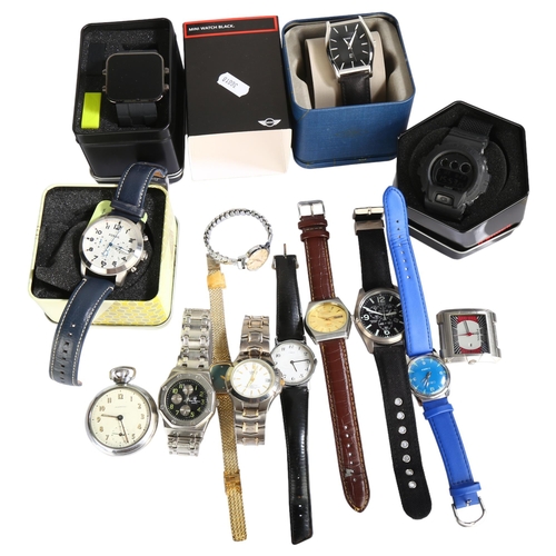 1074 - Various wristwatches, including Casio G-Shock, Fossil, Citizen etc