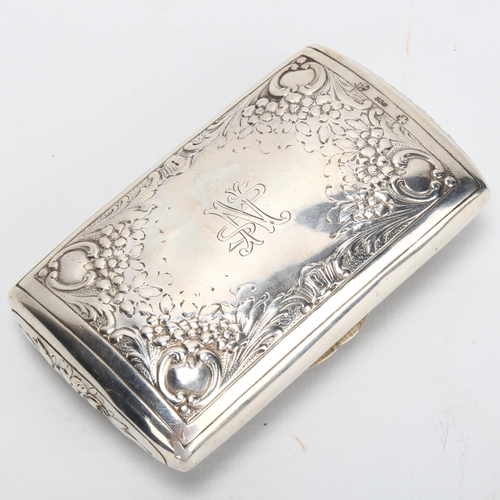 1406 - A Continental silver snuffbox, with hinged lid and relief design of rural figures to the lid, marks ... 