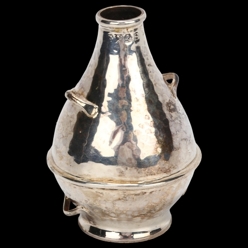 1410 - A miniature Edwardian silver flagon of bulbous form, with body ring handles, G Payne & Son, Birmingh... 