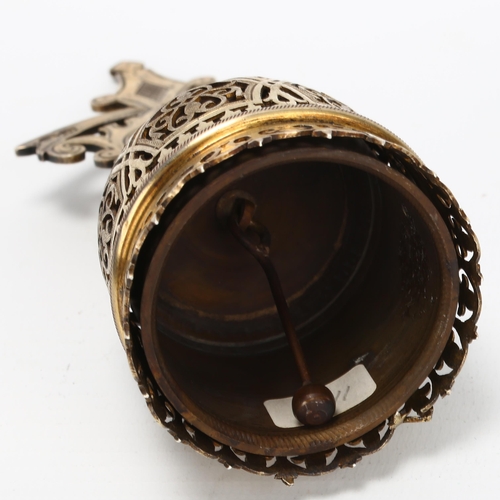 1419 - A Russian cast silver-gilt table bell, marked 84AM, Moscow circa 1910, height 12cm