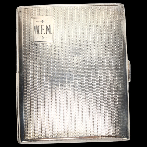 1425 - George V rectangular silver cigarette/card case, John Henry Wynn, Birmingham 1928, 2.46oz, length 8c... 