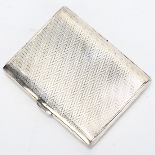 1425 - George V rectangular silver cigarette/card case, John Henry Wynn, Birmingham 1928, 2.46oz, length 8c... 