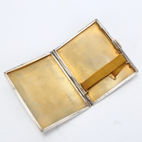 1425 - George V rectangular silver cigarette/card case, John Henry Wynn, Birmingham 1928, 2.46oz, length 8c... 