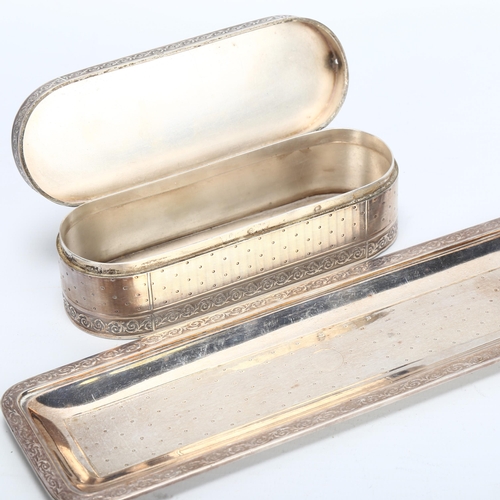 1431 - French Empire style silver tobacco box and tray, Charles Forgelot Paris circa 1900, 8.1oz gross, box... 