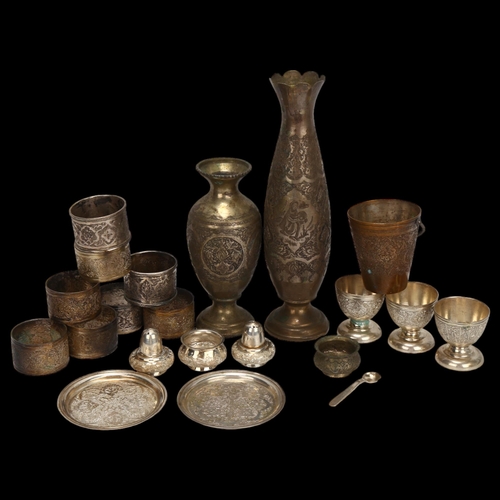 1440 - A collection of Persian white metal and other metalware