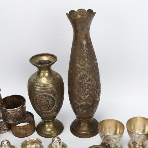 1440 - A collection of Persian white metal and other metalware