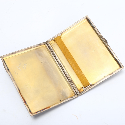 1442 - A George V rectangular silver cigarette case, Alex Clark Co, Birmingham 1922, 6.6oz, 11.5cm x 8.5cm