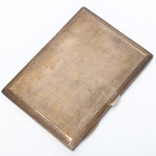 1442 - A George V rectangular silver cigarette case, Alex Clark Co, Birmingham 1922, 6.6oz, 11.5cm x 8.5cm