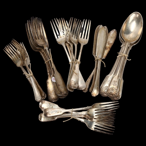 1446 - A group of various 19th and 20th century silver flatware, 62.67oz gross