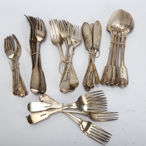 1446 - A group of various 19th and 20th century silver flatware, 62.67oz gross