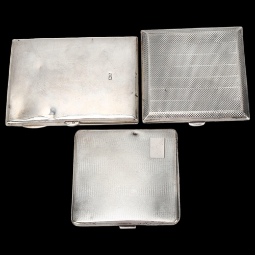 1448 - 3 various silver cigarette cases, 10.53oz gross