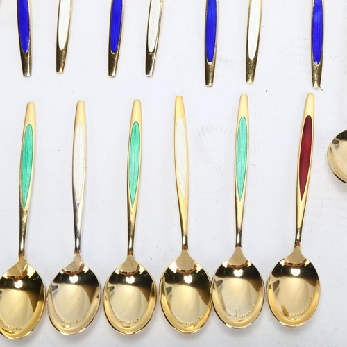 1458 - MEKA - 15 gilded sterling and coloured enamel teaspoons