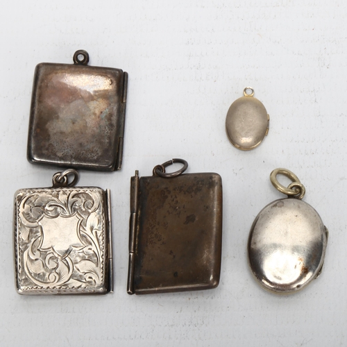 1459 - A group of 5 miniature boxes and lockets, including 3 envelope-shape stamp cases, Chester 1900 (5)