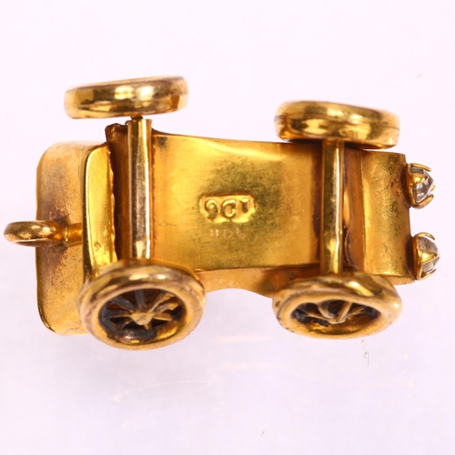 1104 - An early 20th century 9ct gold Classic car charm/pendant, length 21.8mm, 1.5g