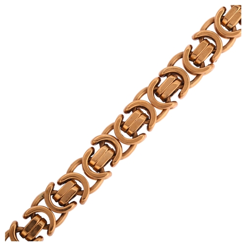 1138 - A heavy modern 9ct gold fancy link chain bracelet, maker BJF, Birmingham 2001, band width 10.6mm, le... 