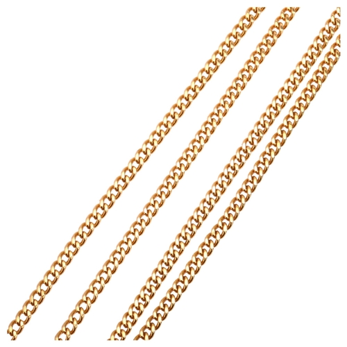 1145 - A French 18ct gold flat curb link chain necklace, length 54cm, 13.9g