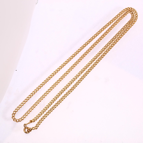 1145 - A French 18ct gold flat curb link chain necklace, length 54cm, 13.9g