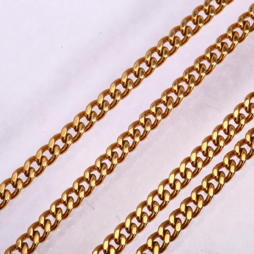 1145 - A French 18ct gold flat curb link chain necklace, length 54cm, 13.9g