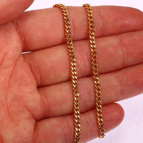 1145 - A French 18ct gold flat curb link chain necklace, length 54cm, 13.9g