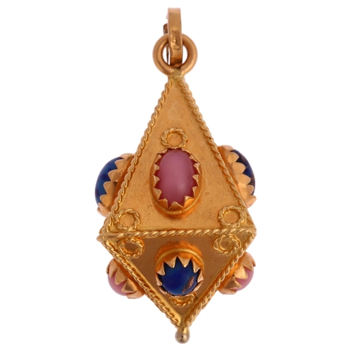 1147 - An 18ct gold glass prism pendant, height 36mm, 7.9g