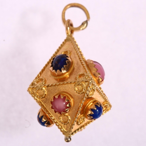 1147 - An 18ct gold glass prism pendant, height 36mm, 7.9g