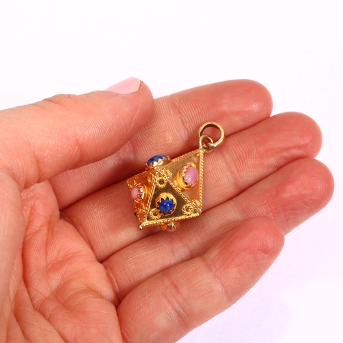 1147 - An 18ct gold glass prism pendant, height 36mm, 7.9g