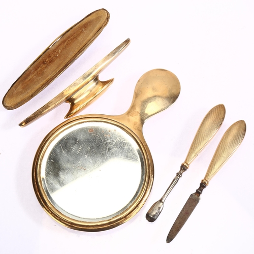 1150 - An Art Deco 9ct rose gold travelling vanity set, William Neale & Son Ltd, Birmingham 1927, comprisin... 