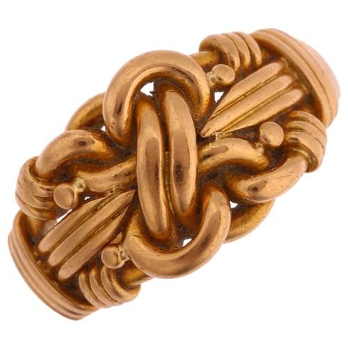 1154 - An early 20th century 18ct gold knot ring, maker WM, Birmingham 1915, setting height 10.7mm, size P,... 